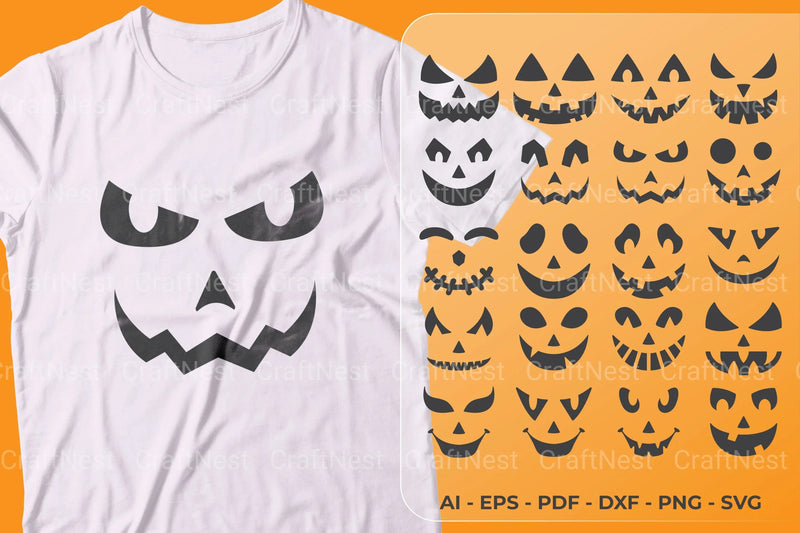 Pumpkin Face Decal SVG Bundle - CraftNest - Digital Crafting and Art