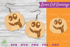 Pumpkin Face Laser Cut Earrings SVG Bundle - CraftNest - Digital Crafting and Art