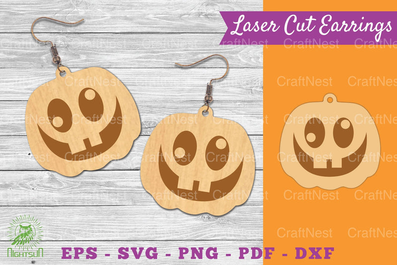 Pumpkin Face Laser Cut Earrings SVG Bundle - CraftNest - Digital Crafting and Art