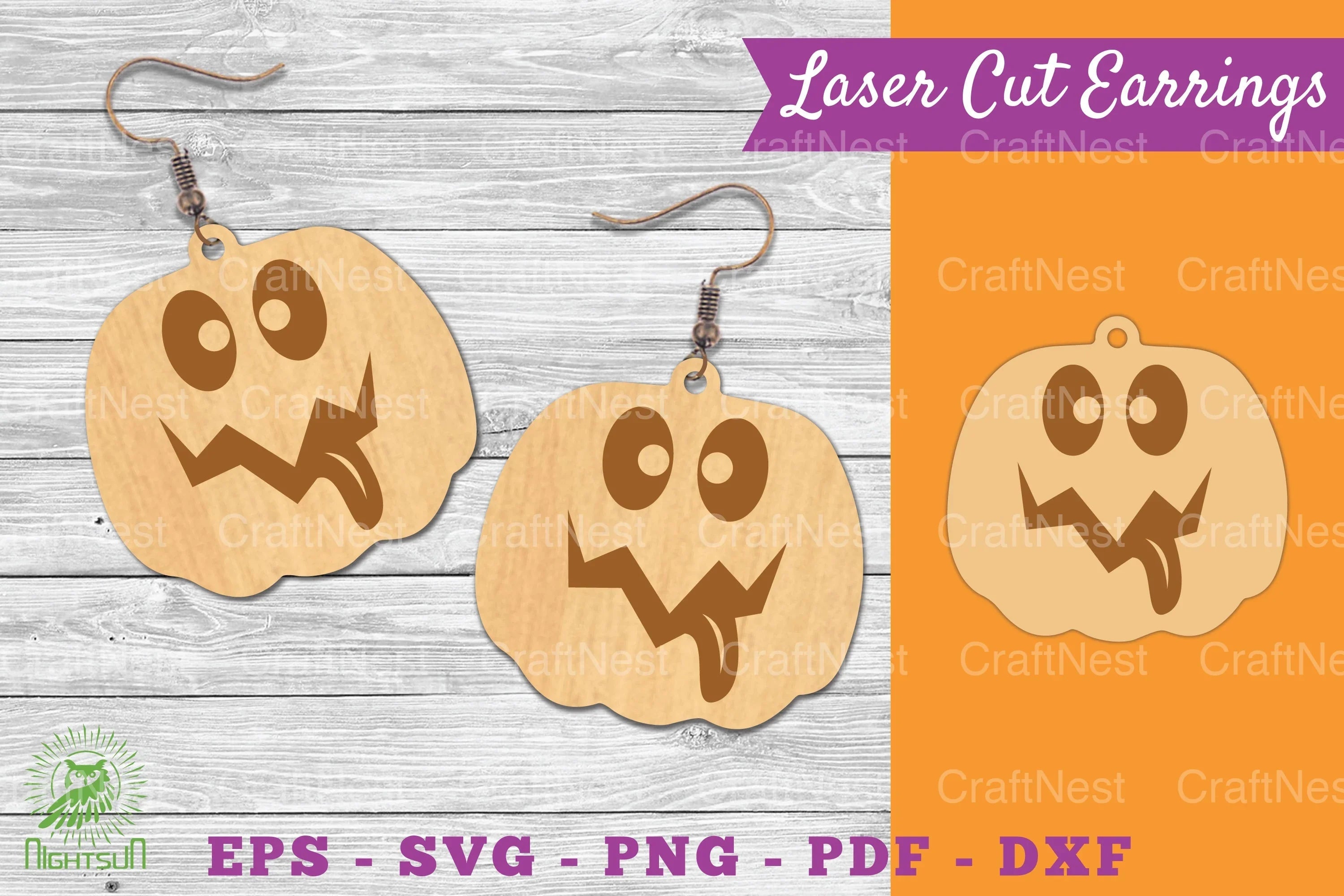 Pumpkin Face Laser Cut Earrings SVG Bundle - CraftNest - Digital Crafting and Art