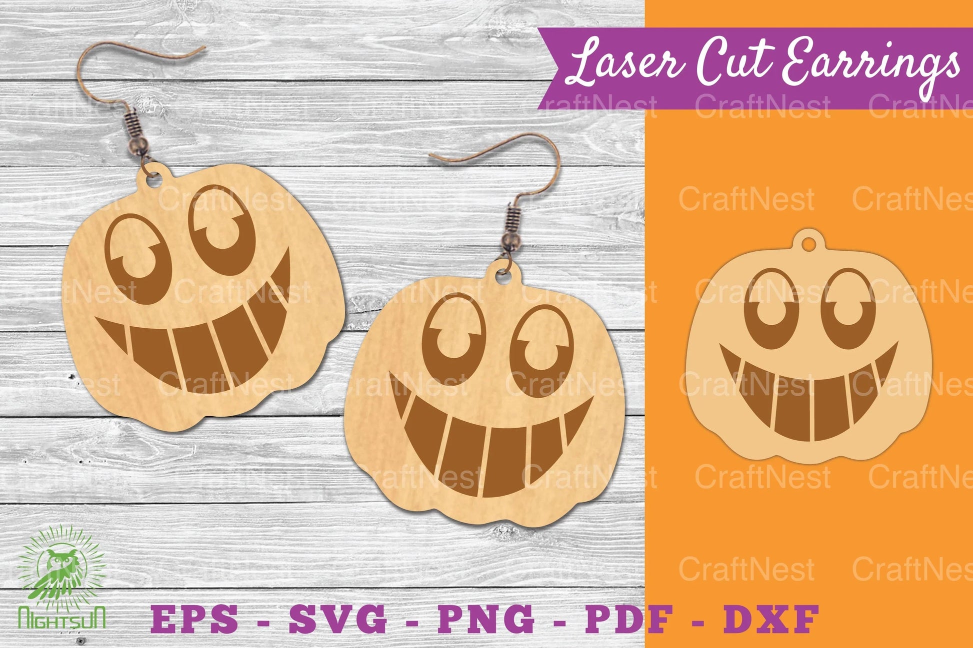 Pumpkin Face Laser Cut Earrings SVG Bundle - CraftNest - Digital Crafting and Art