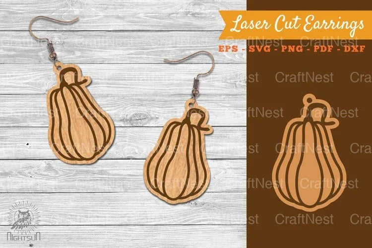 Pumpkin Laser Cut Earrings SVG Bundle - CraftNest - Digital Crafting and Art