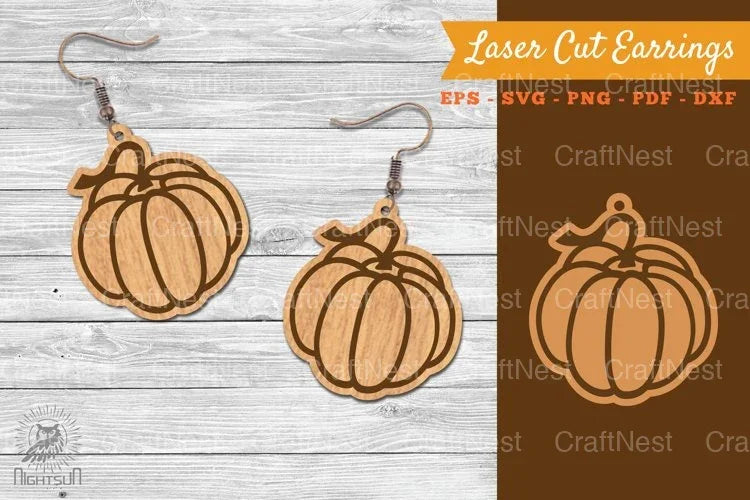Pumpkin Laser Cut Earrings SVG Bundle - CraftNest - Digital Crafting and Art