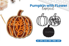 Pumpkin with Flower Lasercut SVG Bundle - CraftNest - Digital Crafting and Art