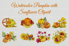 Pumpkin and Sunflower Clipart Bundle - CraftNest - Digital Crafting and Art