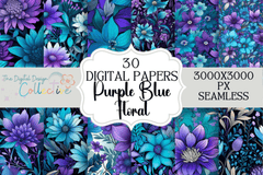 Purple & Blue Flowers Seamless Digital Paper - CraftNest - Digital Crafting and Art