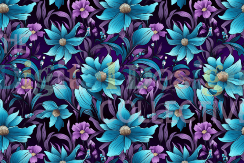 Purple & Blue Flowers Seamless Digital Paper - CraftNest - Digital Crafting and Art