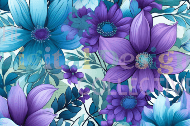 Purple & Blue Flowers Seamless Digital Paper - CraftNest - Digital Crafting and Art