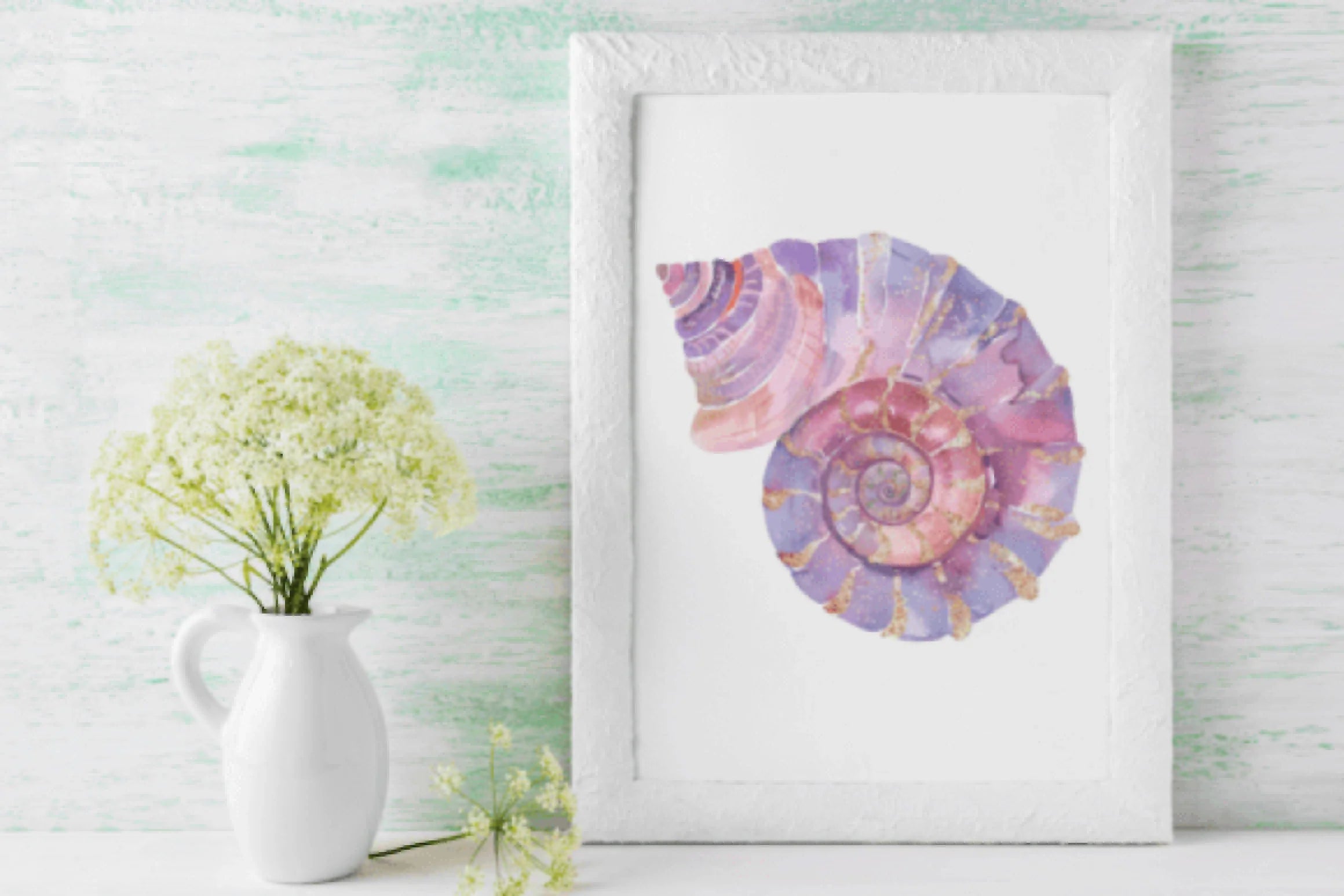 Whimsical Purple & Gold Ocean Clipart Bundle - CraftNest - Digital Crafting and Art
