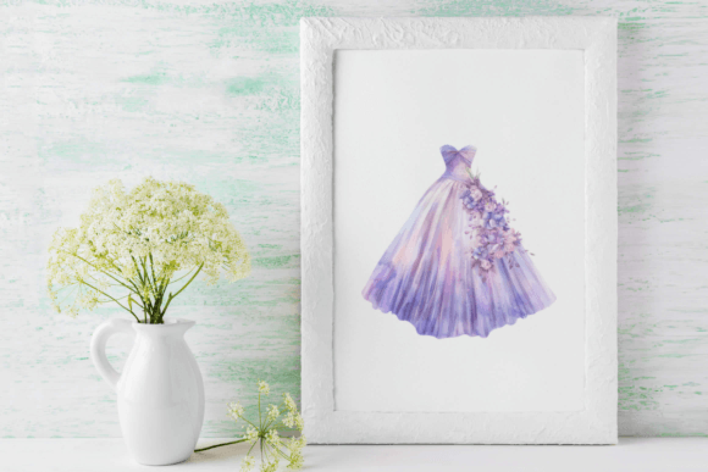 Purple Princess Dresses Clipart Bundle