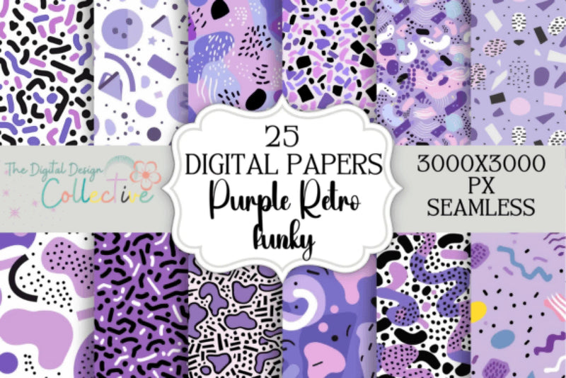 Purple Retro Seamless Digital Paper - CraftNest - Digital Crafting and Art