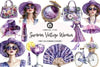 Purple Summer Vintage Woman Clipart Bundle