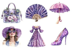 Purple Summer Vintage Woman Clipart Bundle - CraftNest - Digital Crafting and Art