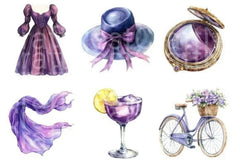 Purple Summer Vintage Woman Clipart Bundle - CraftNest - Digital Crafting and Art