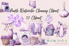 Purple Cleaning Clipart Bundle - CraftNest - Digital Crafting and Art