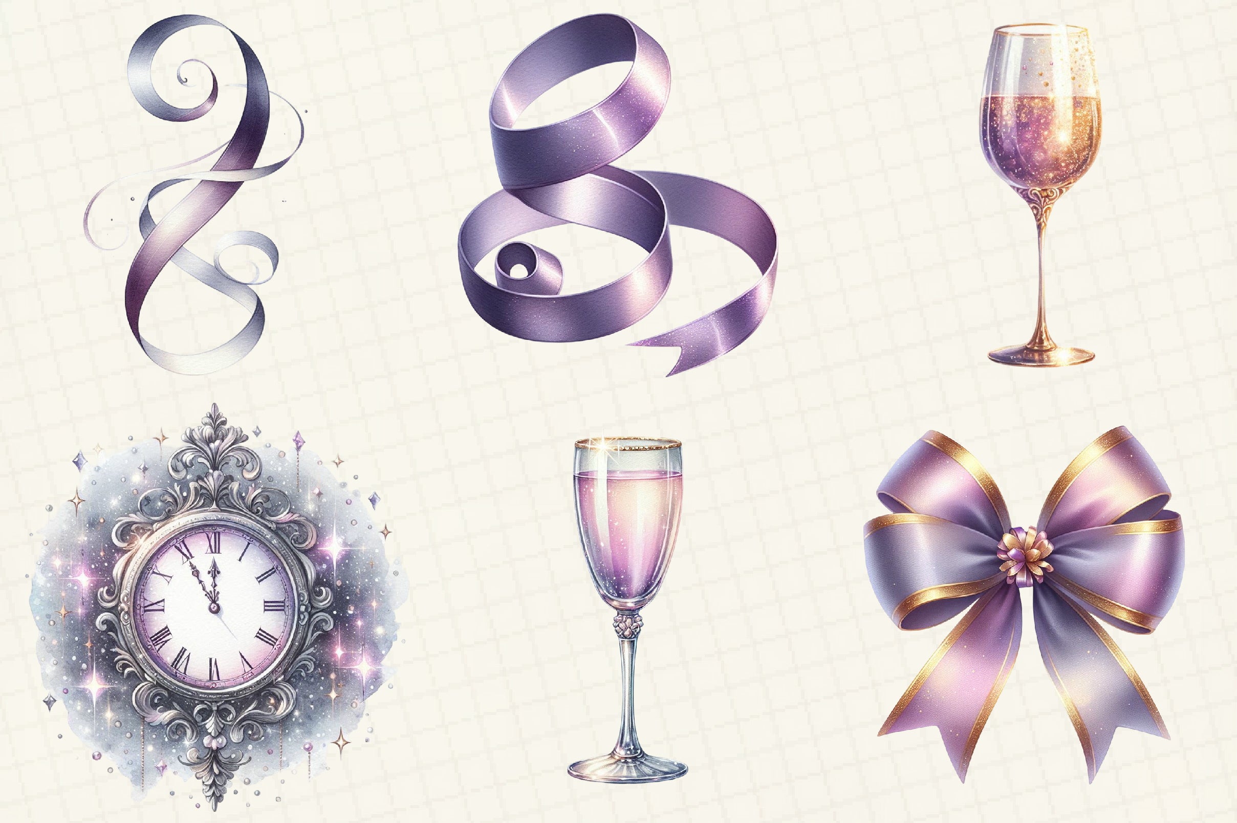 Purple New Year 2026 Clipart Bundle