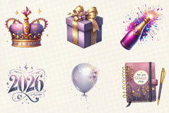 Purple New Year 2026 Clipart Bundle - CraftNest - Digital Crafting and Art