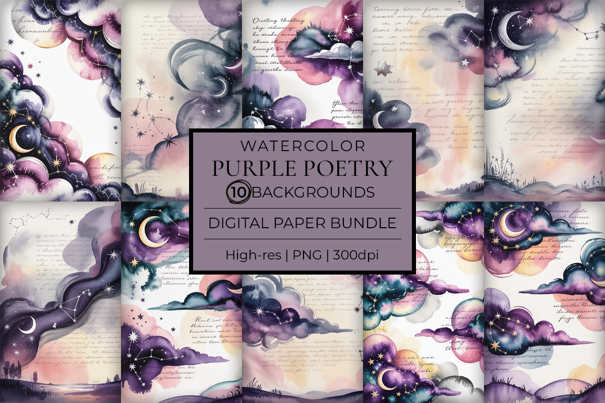 Purple Poetry Junk Journal Papers