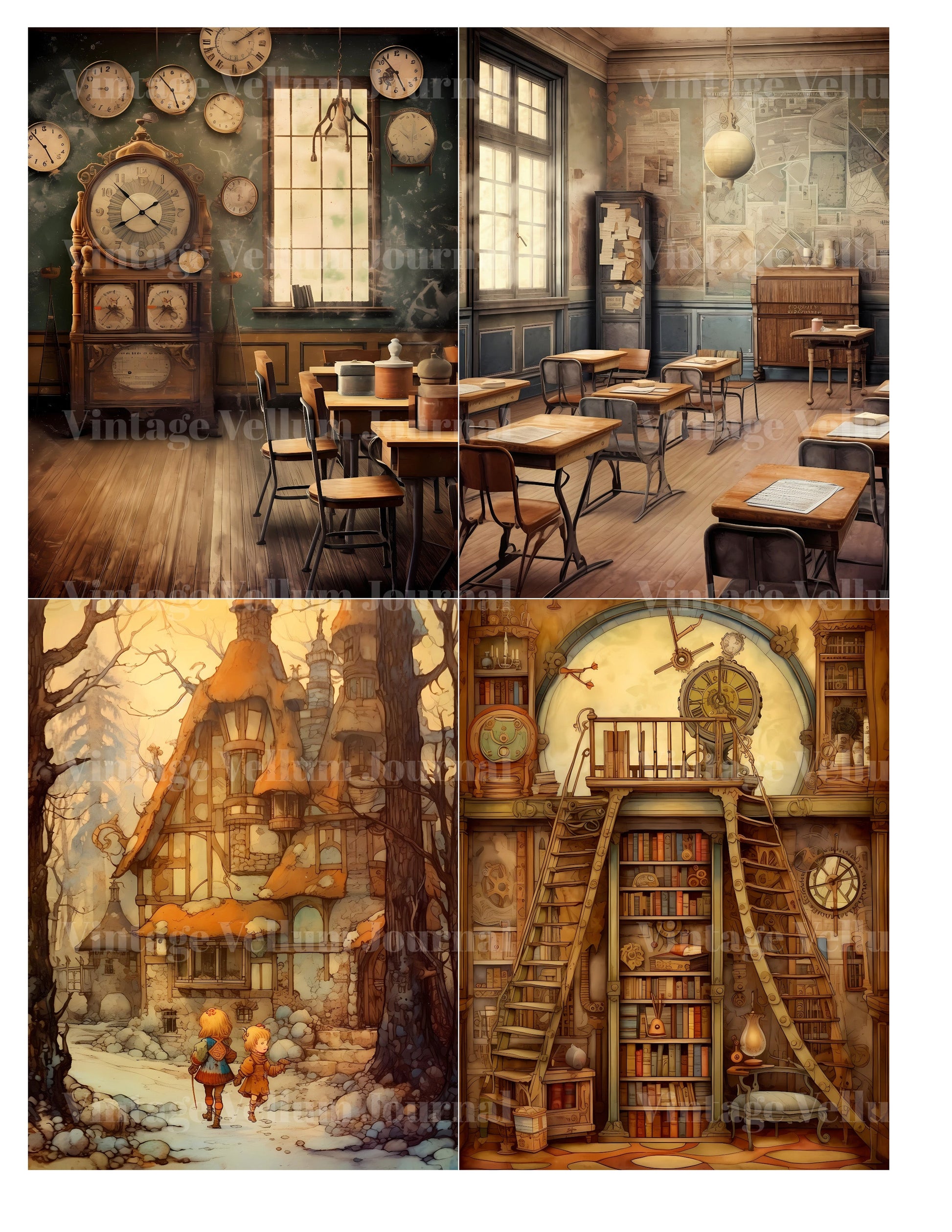 Steampunk Buildings Junk Journal Pages - CraftNest