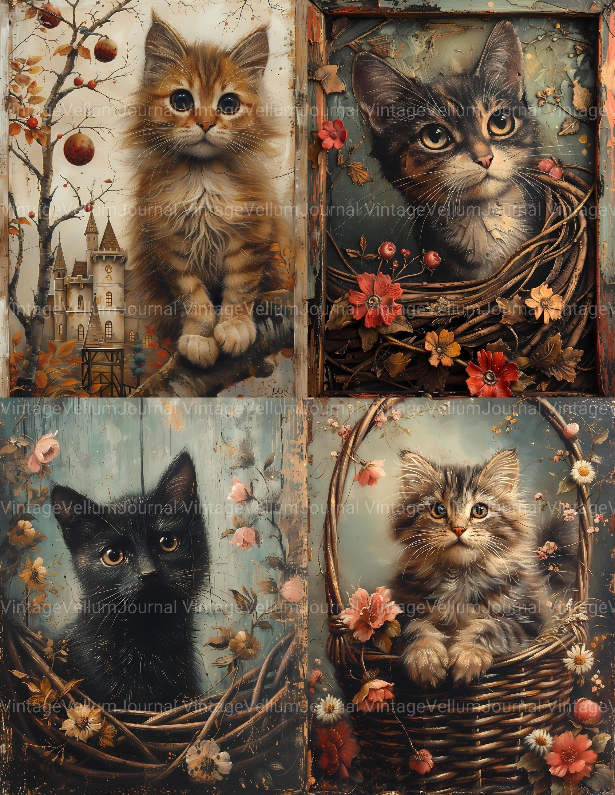 Cats Easter Junk Journal Pages - CraftNest