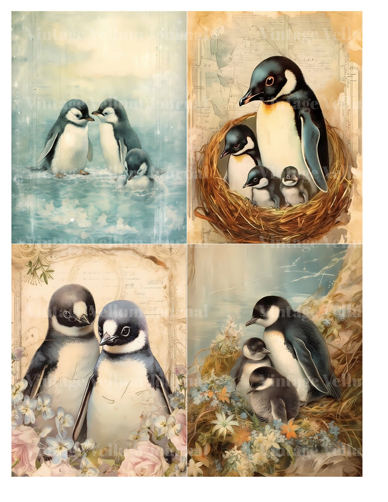 Baby Penguins Junk Journal Pages - CraftNest