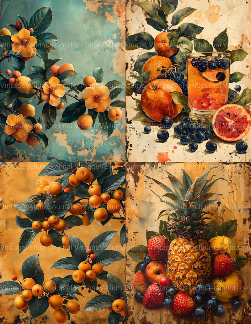 Tropical Fruit Junk Journal Pages - CraftNest - Digital Crafting and Art