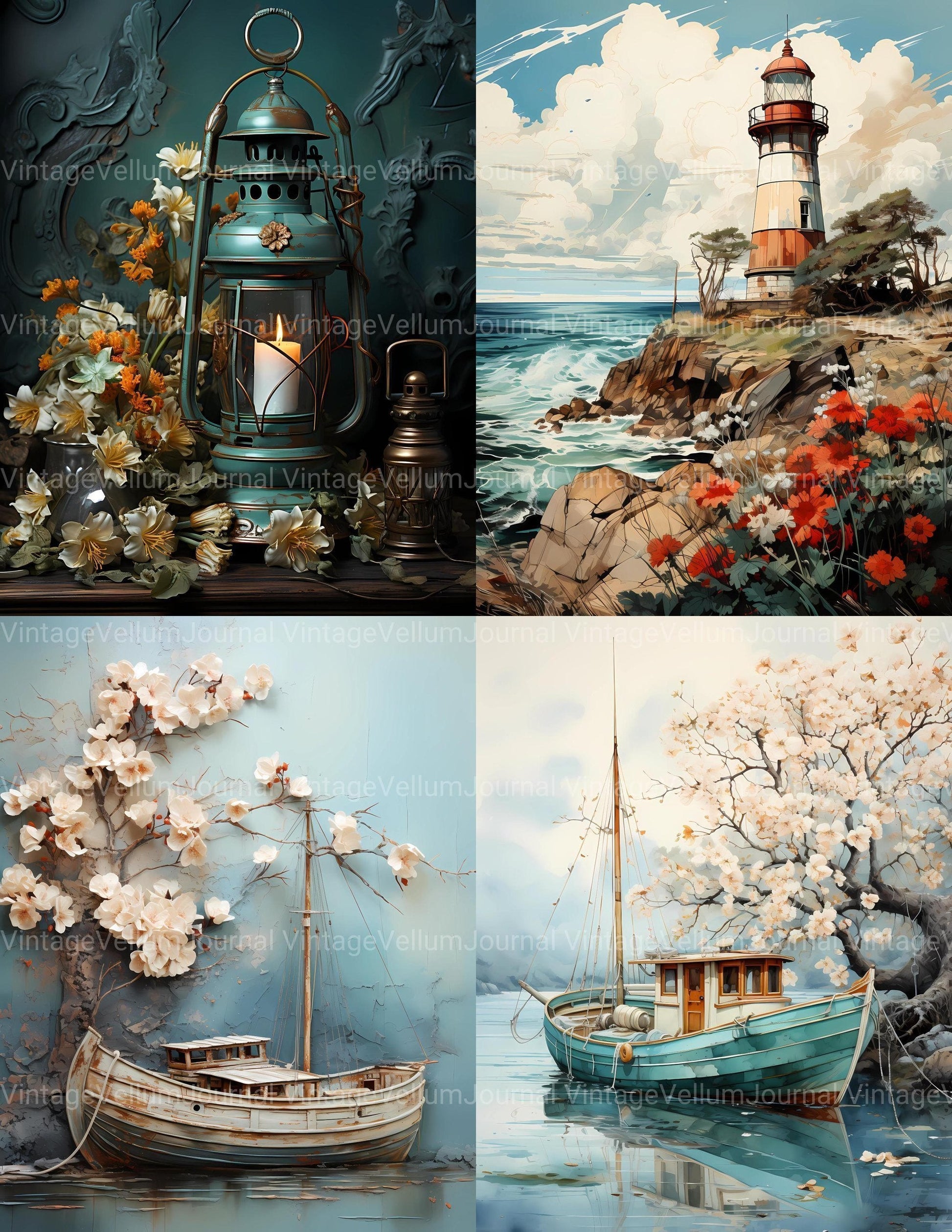 Nautical Spring Junk Journal Pages - CraftNest