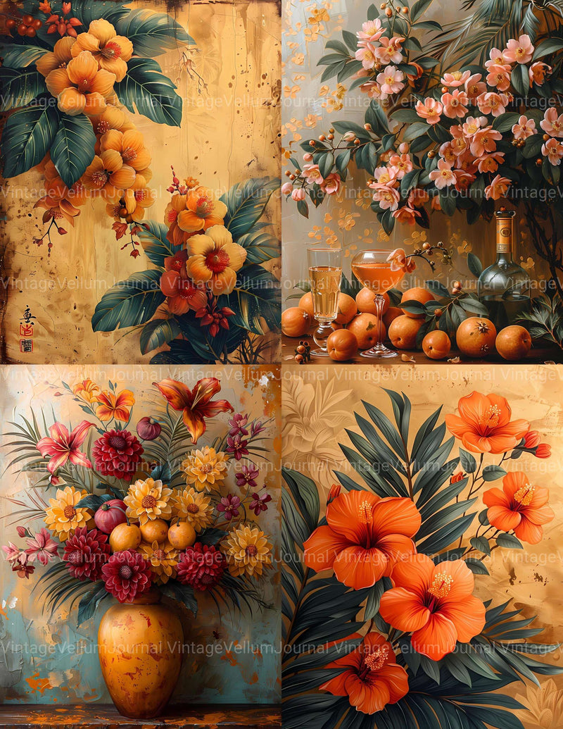 Golden Tropicals Junk Journal Pages - CraftNest - Digital Crafting and Art