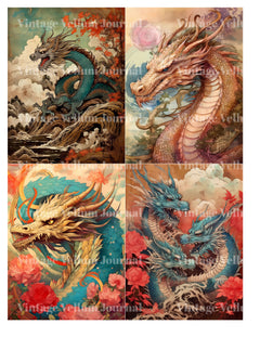 Manga Anime Dragons Junk Journal Pages - CraftNest