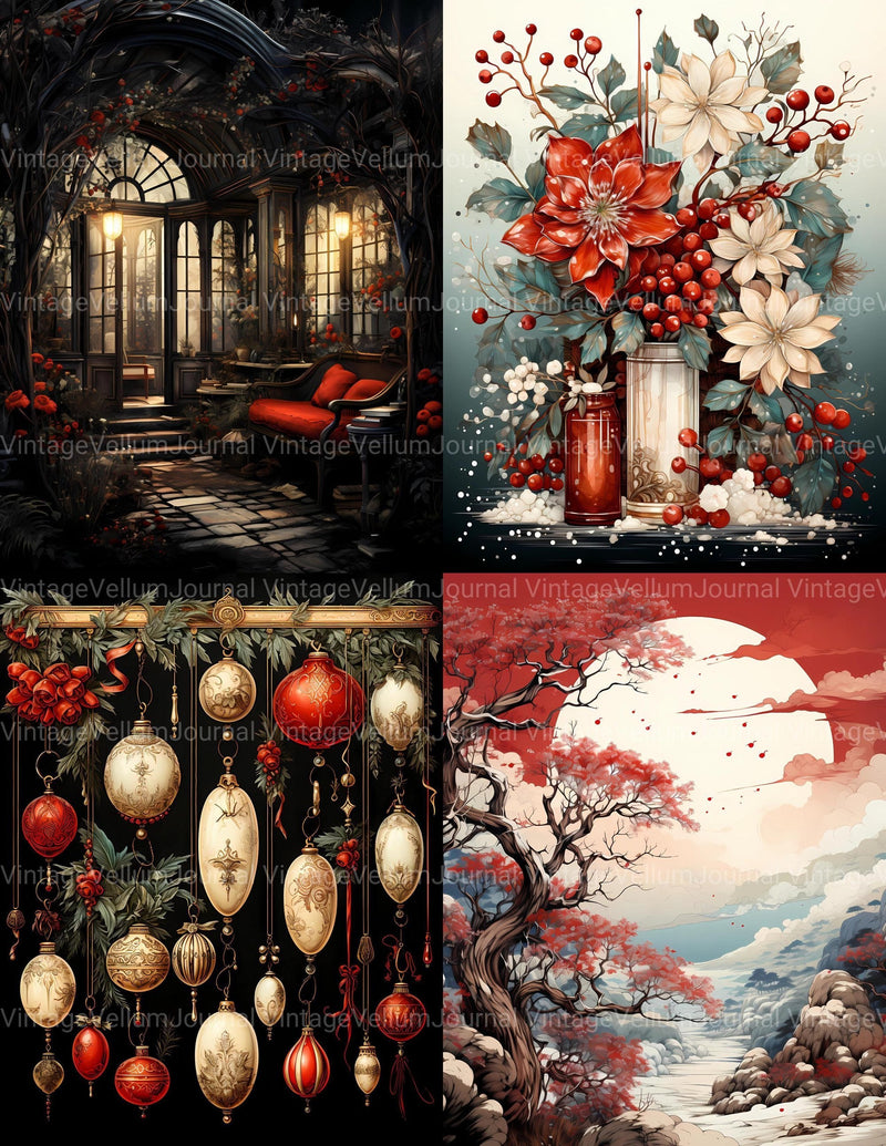 Red Christmas Junk Journal Pages - CraftNest