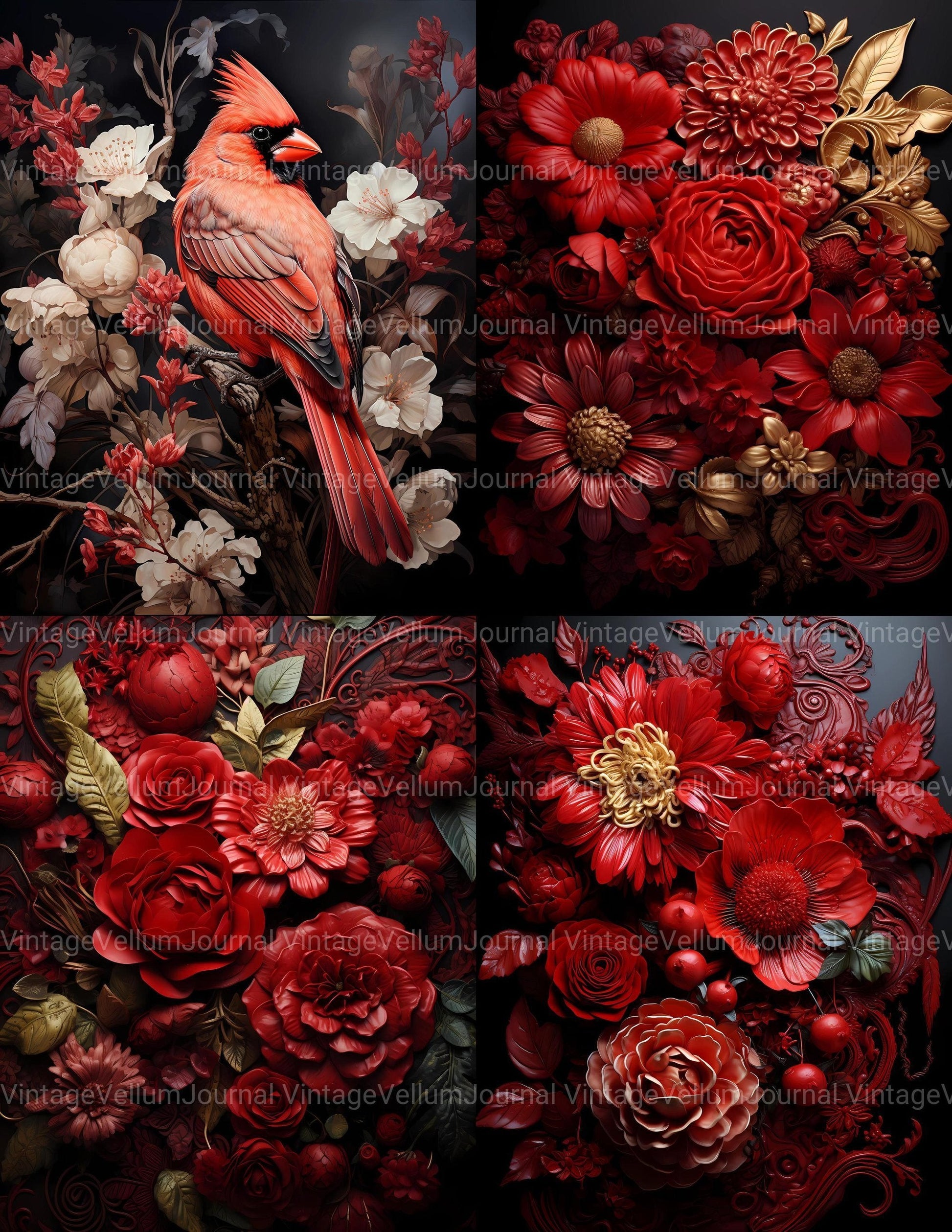 Crimson Red Junk Journal Pages - CraftNest