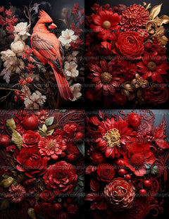 Crimson Red Junk Journal Pages - CraftNest