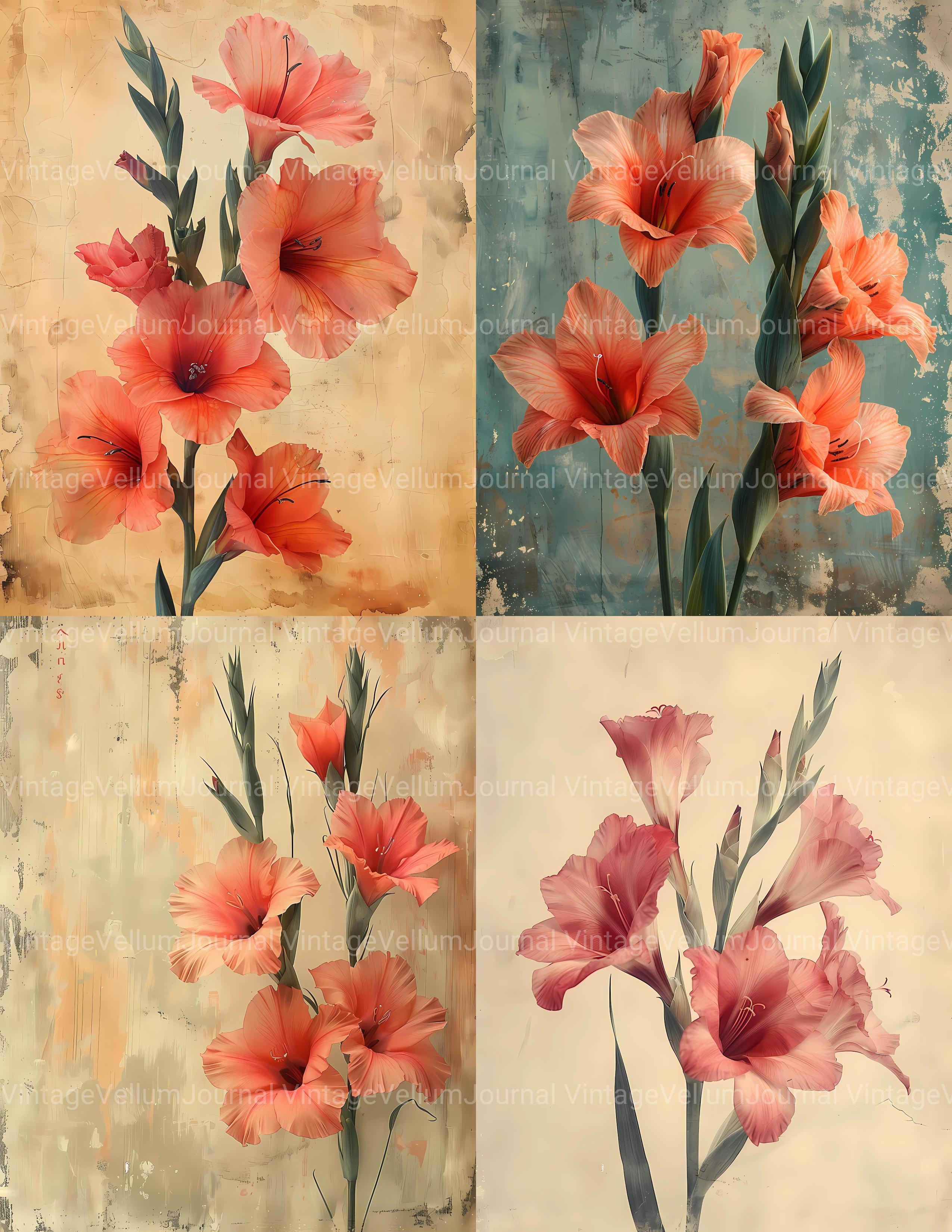 Gladiolus Flowers Junk Journal Pages - CraftNest