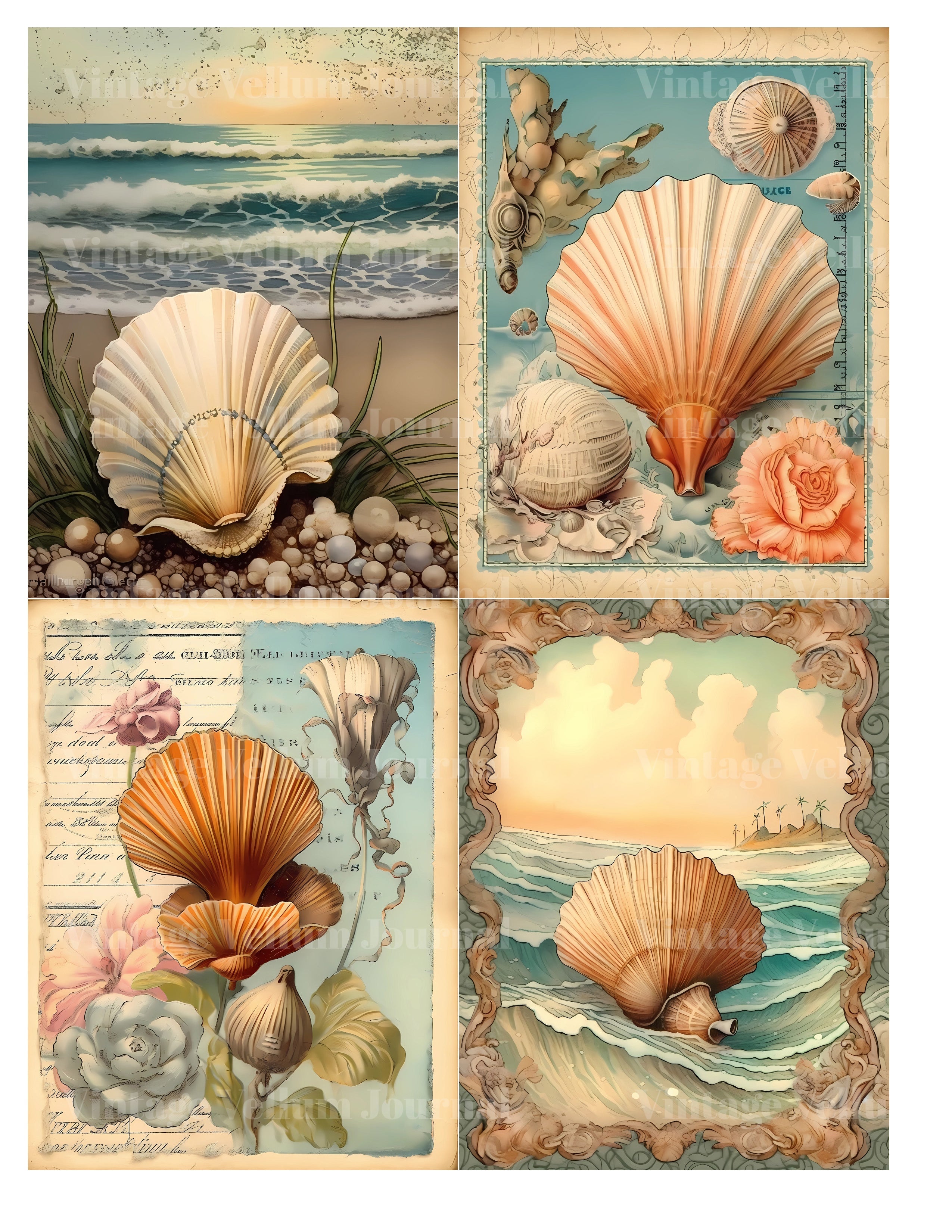 Sea Shells Junk Journal Pages - CraftNest
