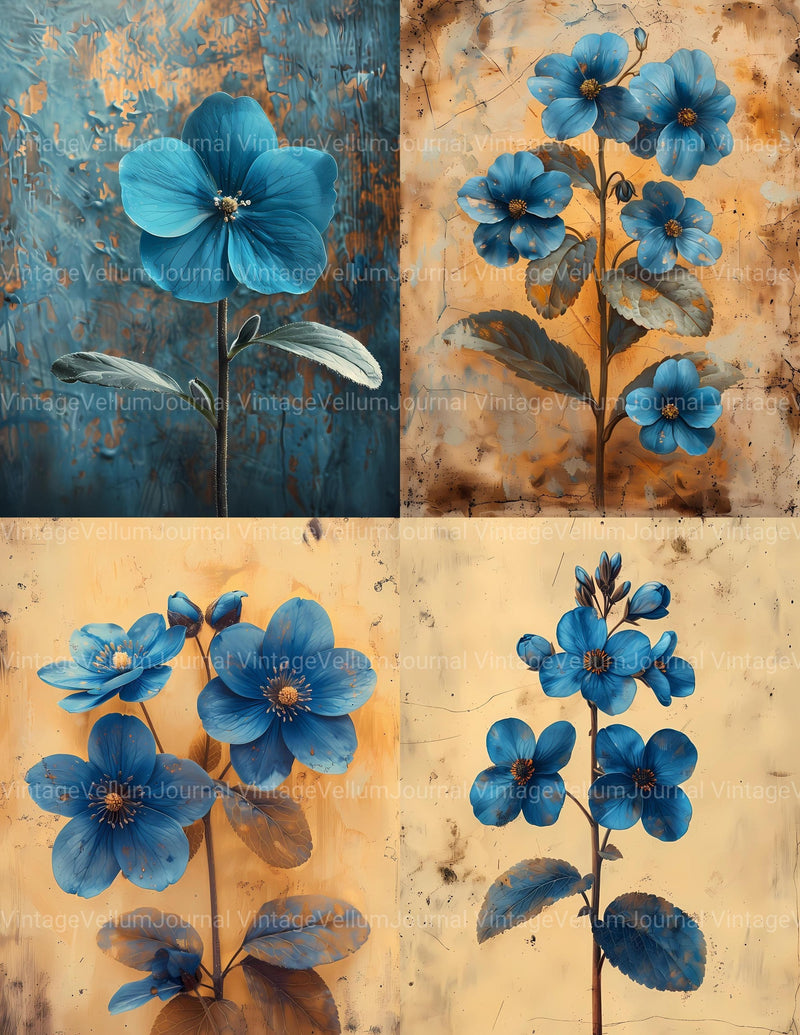 Forget-Me-Nots Flowers Junk Journal Pages - CraftNest