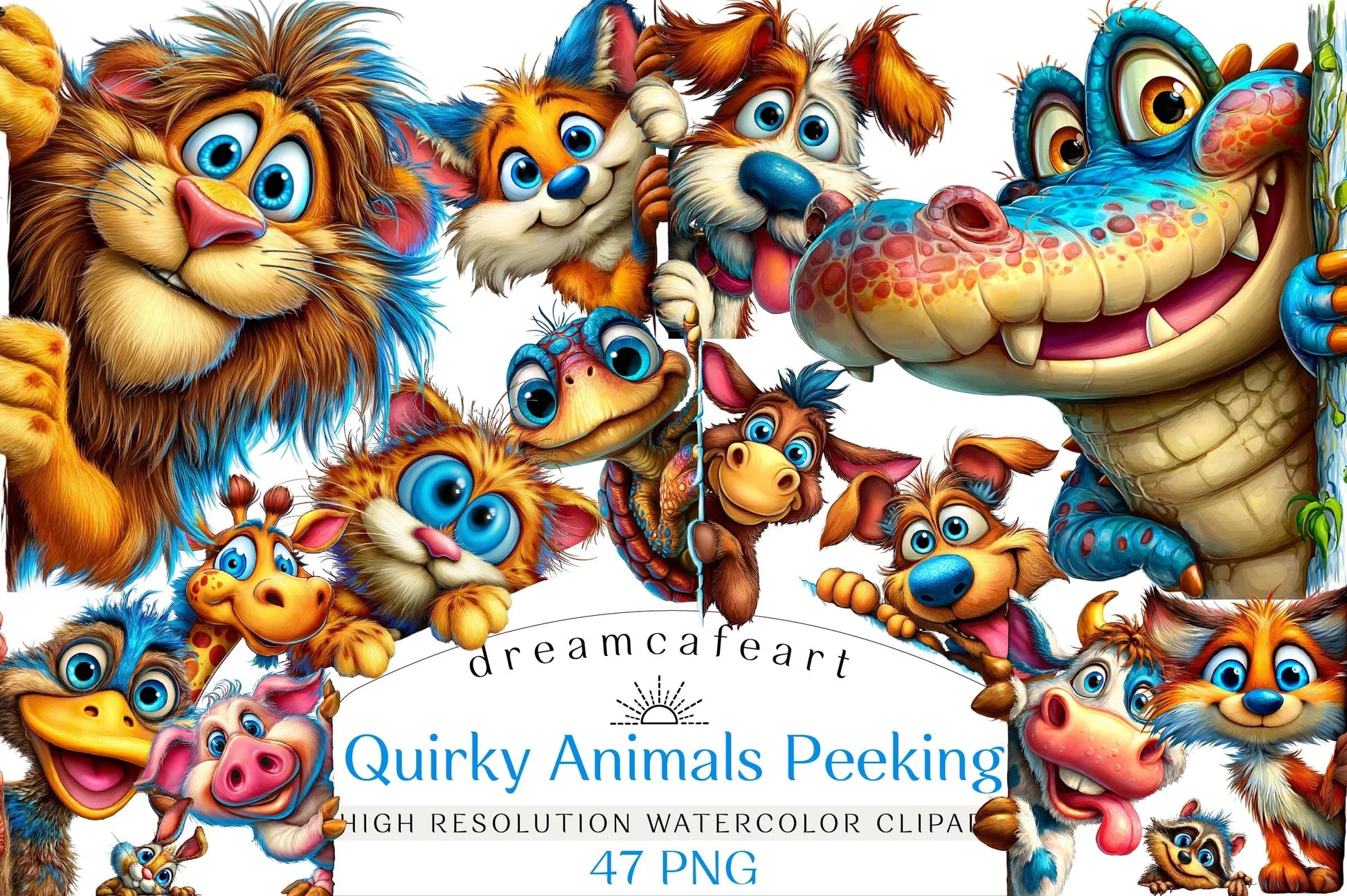 Quirky Animals Peeking Clipart Bundle - CraftNest - Digital Crafting and Art
