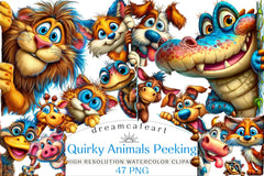Quirky Animals Peeking Clipart Bundle - CraftNest - Digital Crafting and Art