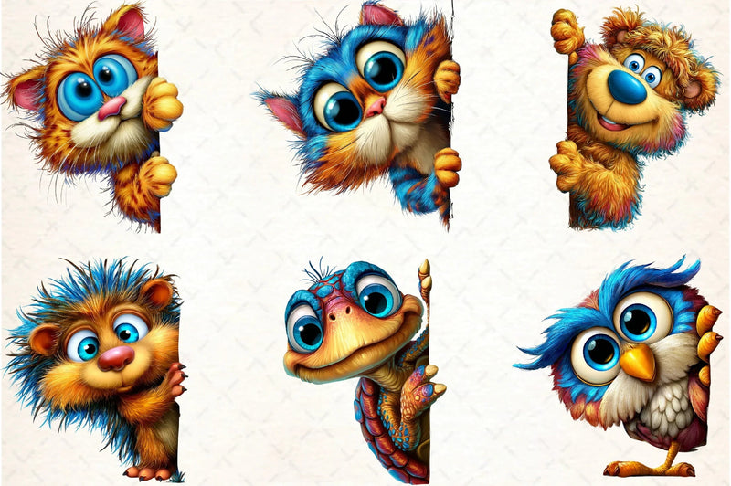 Quirky Animals Peeking Clipart Bundle - CraftNest - Digital Crafting and Art