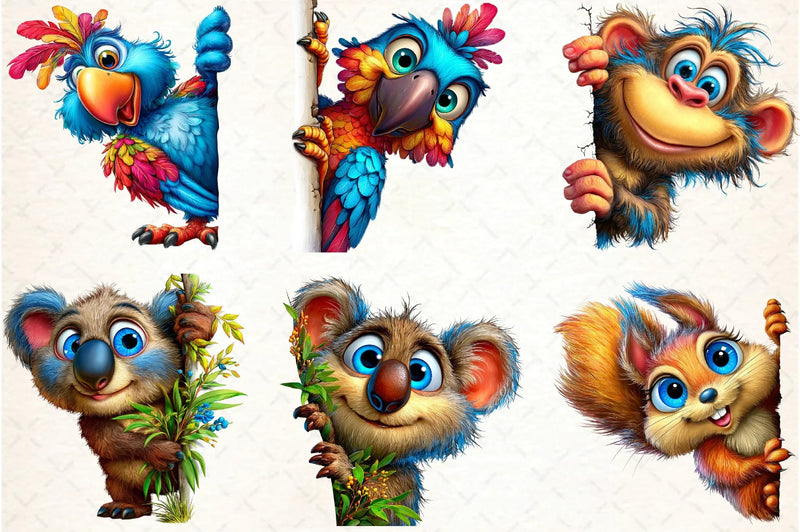 Quirky Animals Peeking Clipart Bundle - CraftNest - Digital Crafting and Art