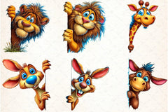 Quirky Animals Peeking Clipart Bundle - CraftNest - Digital Crafting and Art