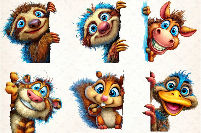 Quirky Animals Peeking Clipart Bundle - CraftNest - Digital Crafting and Art