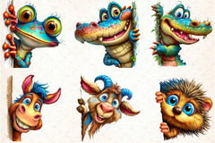 Quirky Animals Peeking Clipart Bundle - CraftNest - Digital Crafting and Art