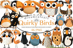 Quirky Birds Hand Drawn Clipart Bundle - CraftNest - Digital Crafting and Art