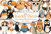 Quirky Birds Hand Drawn Clipart Bundle