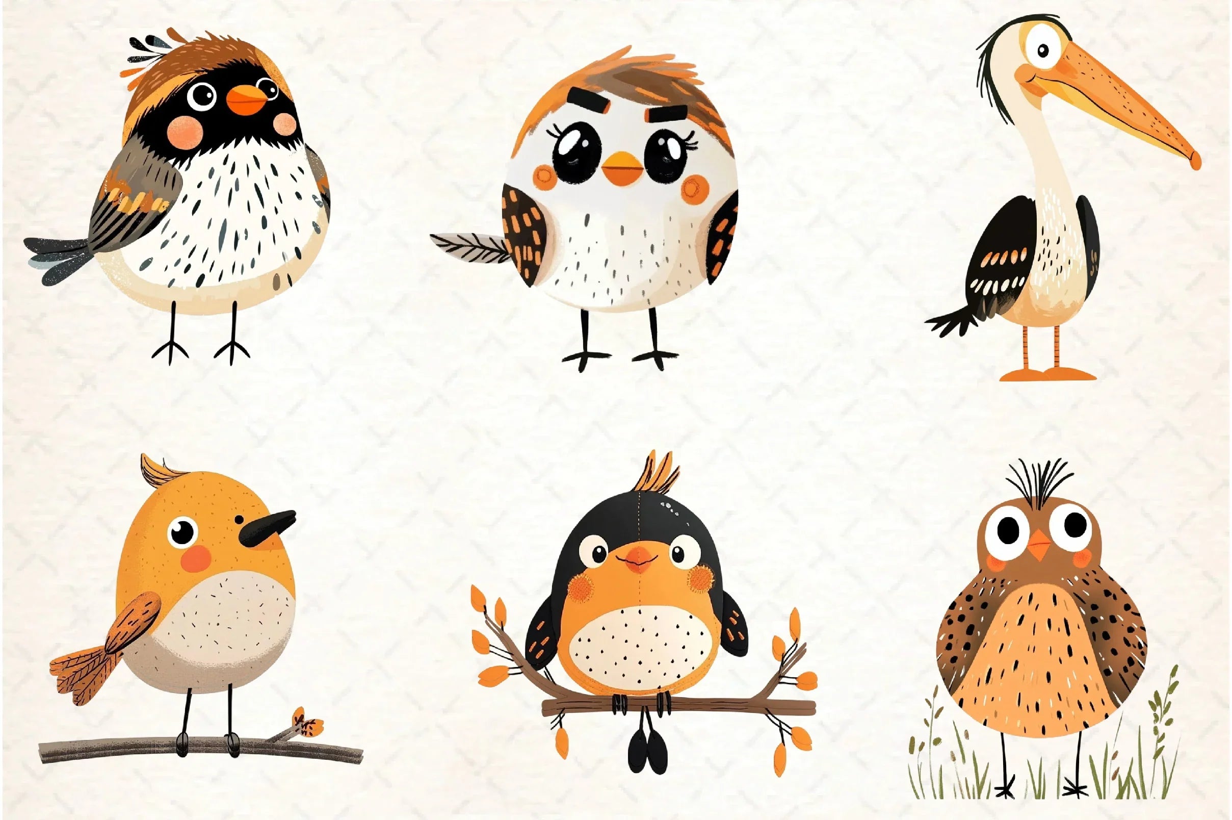 Quirky Birds Hand Drawn Clipart Bundle - CraftNest - Digital Crafting and Art