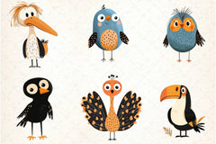 Quirky Birds Hand Drawn Clipart Bundle - CraftNest - Digital Crafting and Art