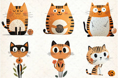 Quirky Cats Hand Drawn Clipart Bundle - CraftNest - Digital Crafting and Art