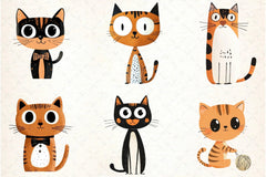 Quirky Cats Hand Drawn Clipart Bundle - CraftNest - Digital Crafting and Art
