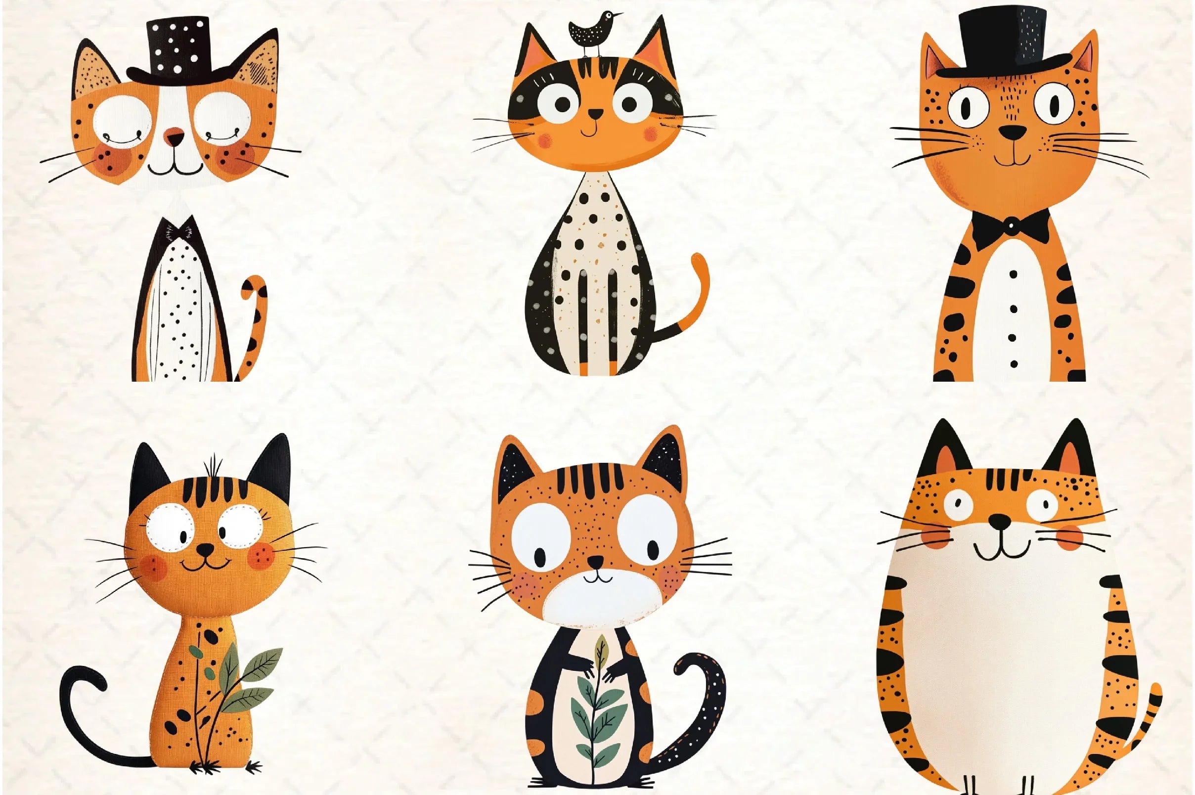 Quirky Cats Hand Drawn Clipart Bundle - CraftNest - Digital Crafting and Art