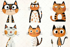 Quirky Cats Hand Drawn Clipart Bundle - CraftNest - Digital Crafting and Art